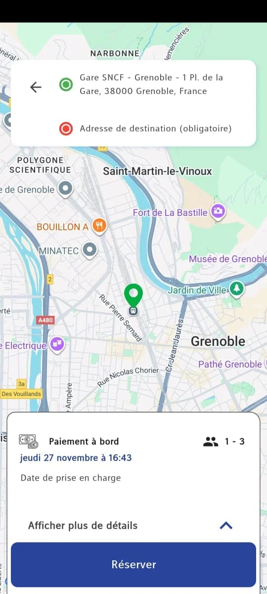 Application TBG - Interface de réservation